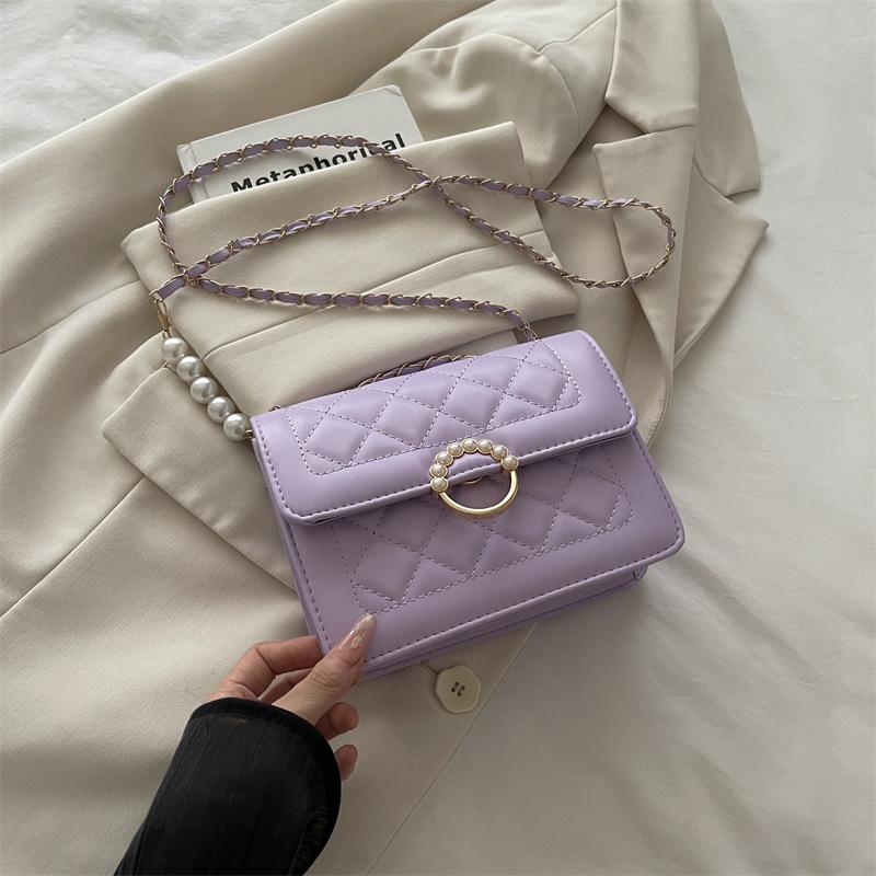 

Rhombus chain bag women s new trend fashion oblique span bag versatile niche high-end shoulder small square bag фиолетовый