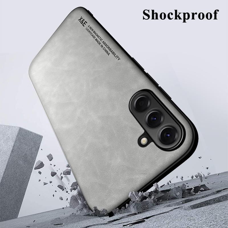 KEYSION Luxury Retro PU Leather Case for Samsung A17 5G Soft Silicone+PC Shockproof Phone Back Cover for Galaxy A17 5G