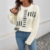 Women's Fashion Casual Fall Winter Stripe Print Long Sleeve O-Neck Sweaters