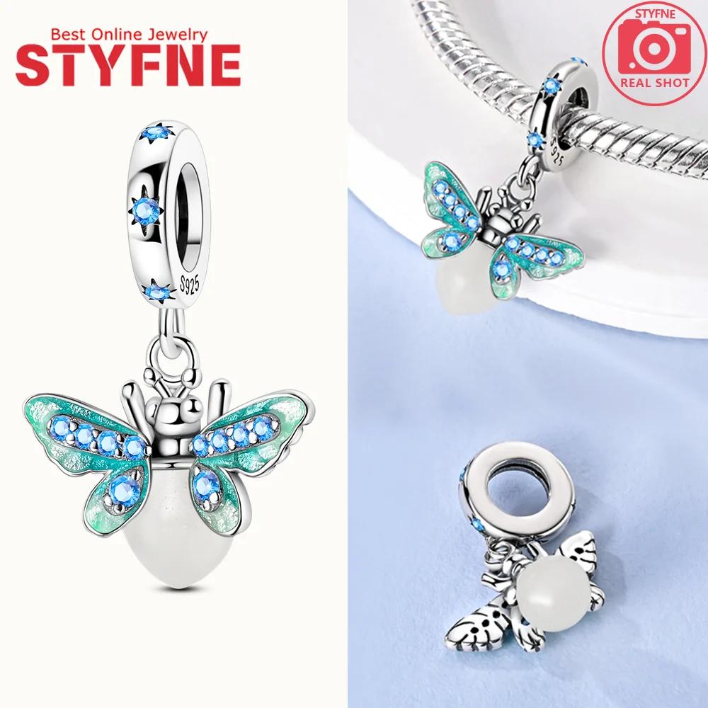 Завораживающие синие бусины-подвески Светлячок медь Настоящие подвески-бусины Совместимы с браслетами с подвесками-бусинами Изделия для рукоделия DIY Подарки для женщин