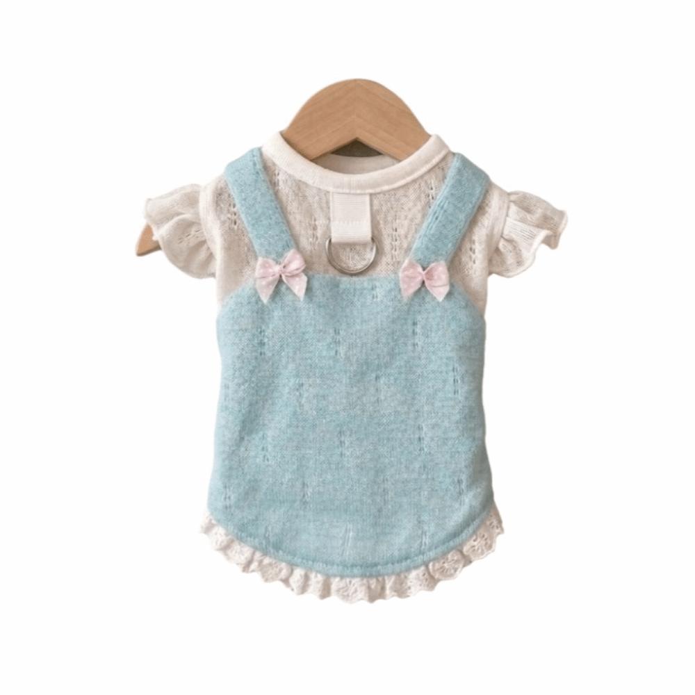 Comfortable Puppy Skirt Thin Breathable Pet Cooling Costume Pet Clothes Cat Overalls  Summer L синий