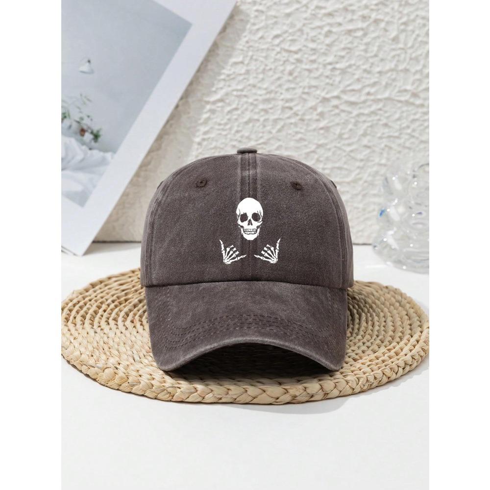 Skull Print Baseball Cap for Men and Women, Suitable for Halloween Headwear Decoration, Daily Casual Duckbill Cap