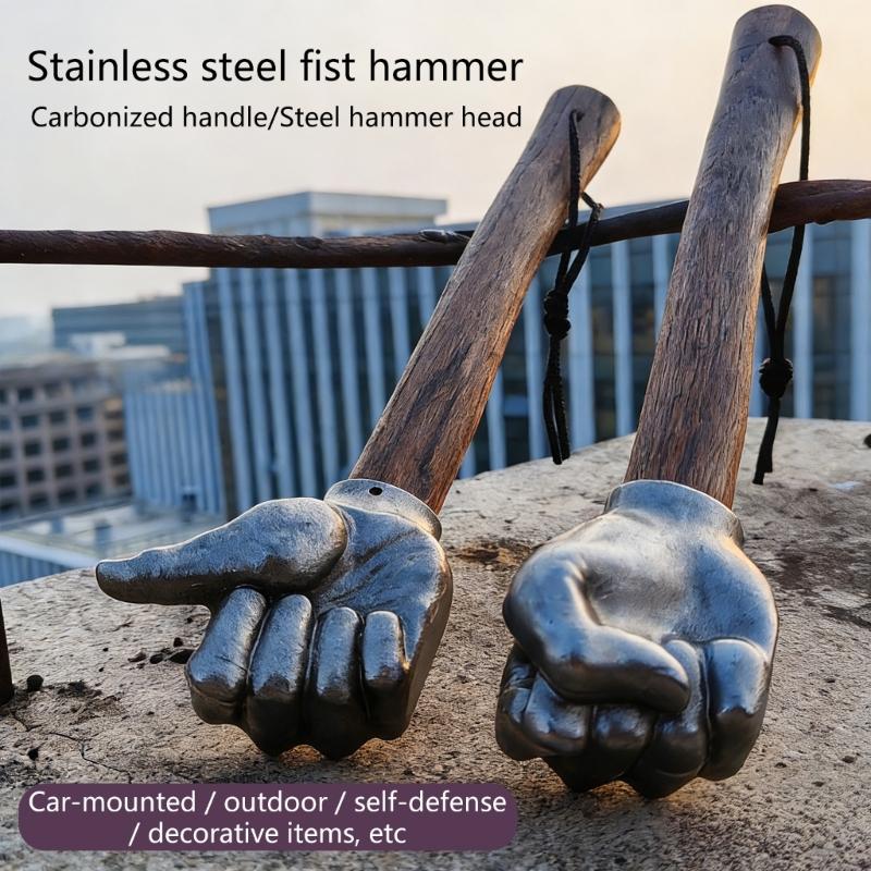 Stainless Steel Thumb Fist Hammer Emergency Window Breaker Function and Fist Grip Collectible Art for Car Safety