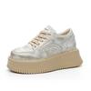 Board shoes 2026 women's versatile fine strap leather casual sports shoes Board shoes Sponge cake shoes