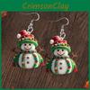 Snowman Themed Christmas Pattern Women Acrylic Earrings For Winter And Holiday