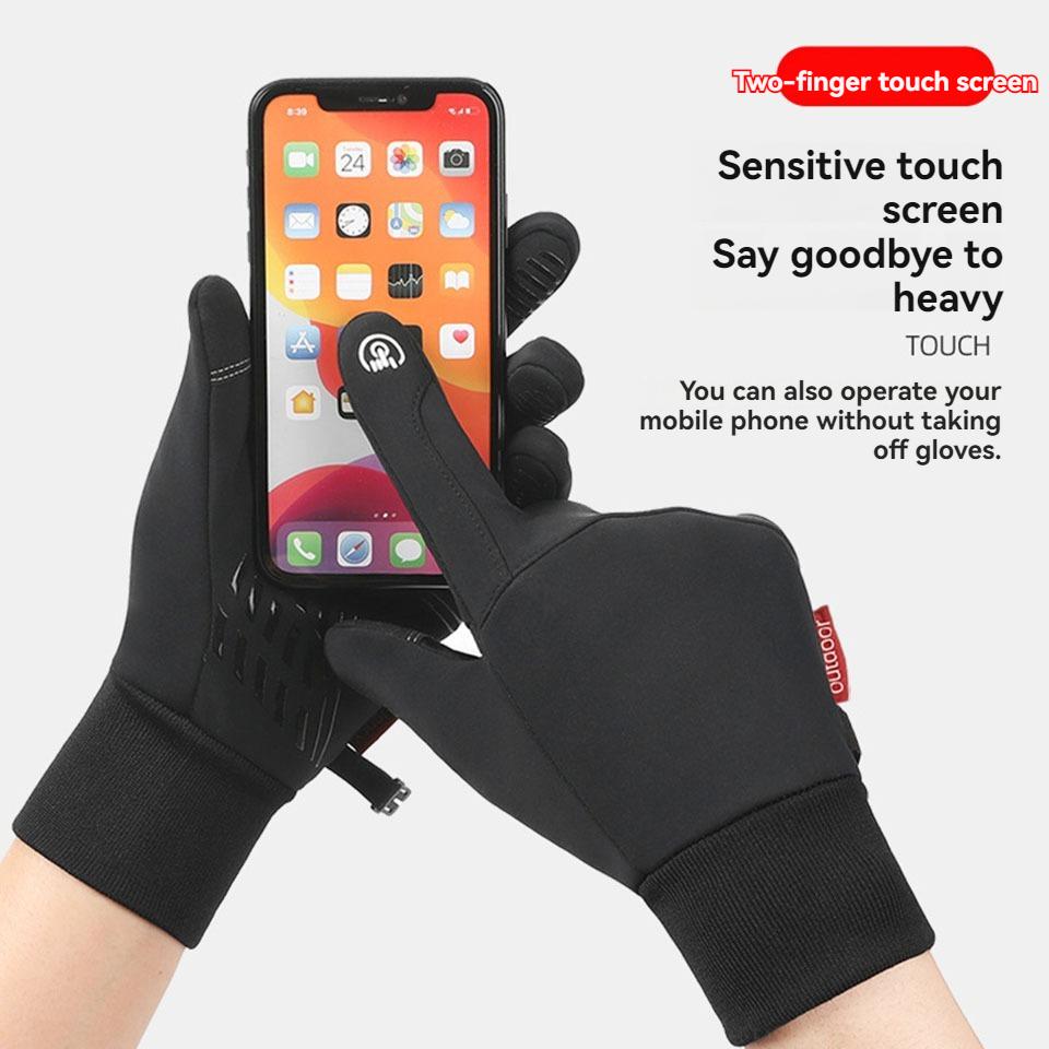 Loogdeel Thermal Fleece Cycling Gloves Men Women Windproof Waterproof Touchscreen Winter Bike Gloves Warm Outdoor