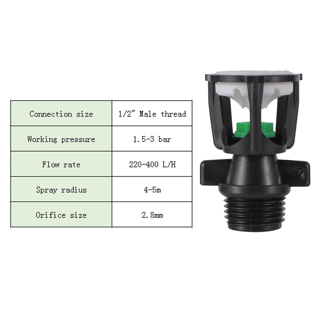 Farm Irrigation Sprinkler 1/2" Male Thread Nozzle 360 Degree Scattering Garden Lawn Rotating Sprinkler Watering Irrigation