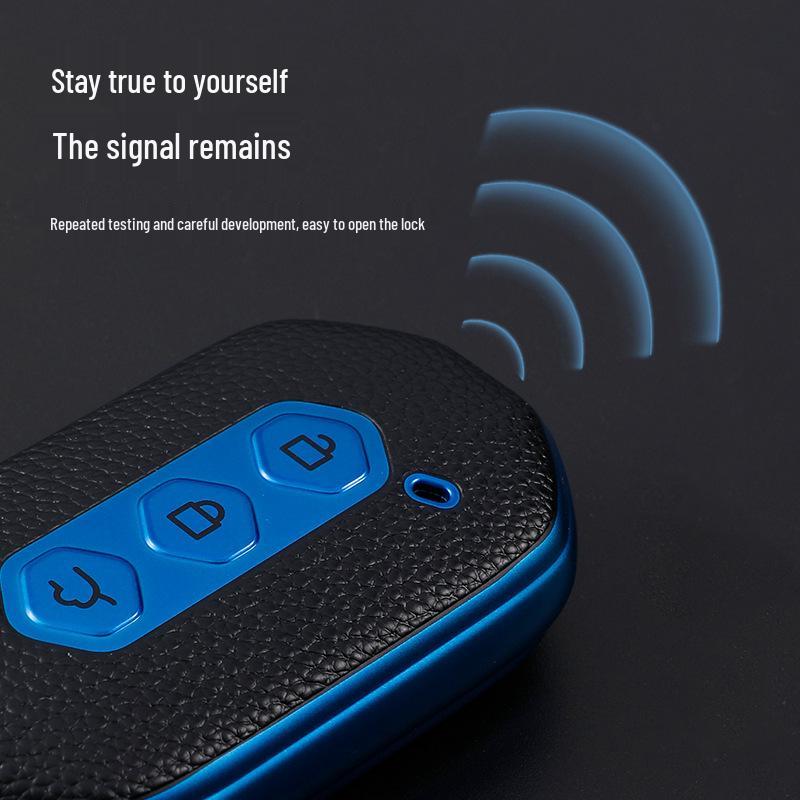 Wuling Capgemini Leather Remote Key Cover - Smart Protective Shell with Buckle for Men & Women