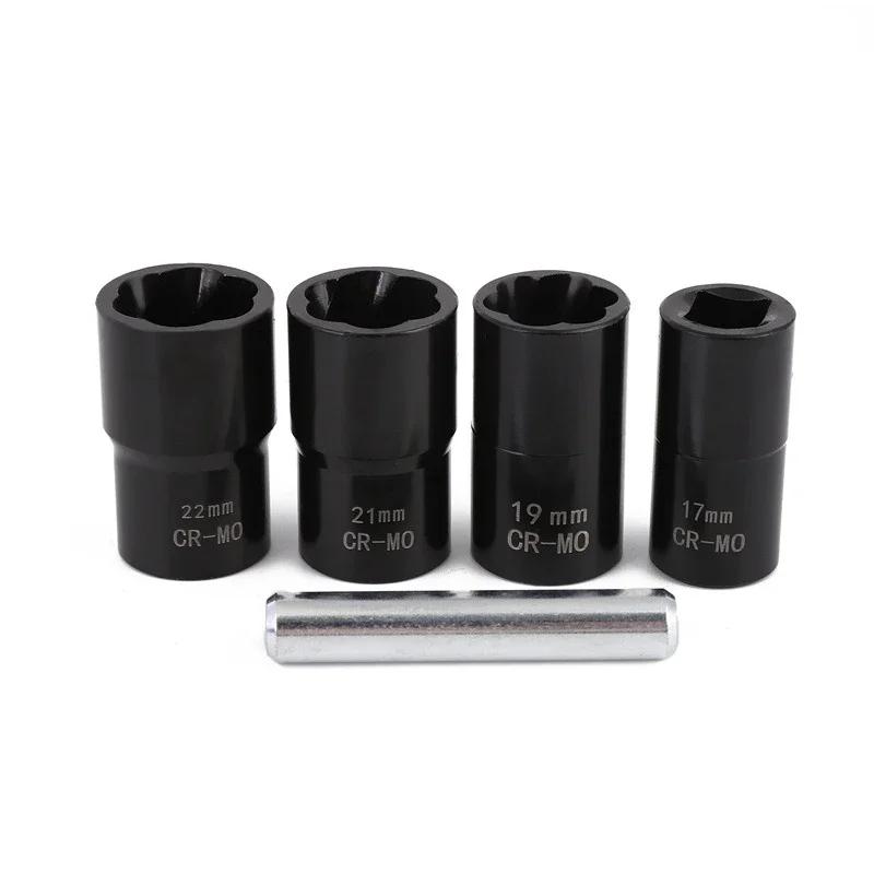 Drive Impact Bolt Nut Removal Extractor Socket Tool Set 17mm 19mm 21mm 22mm Twist Socket Set Lug Nut Remover Extractor Home Tool