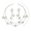 Zircon Square Fringed Earrings, Royal Style Earrings and Necklace, Luxurious Wedding Accessory