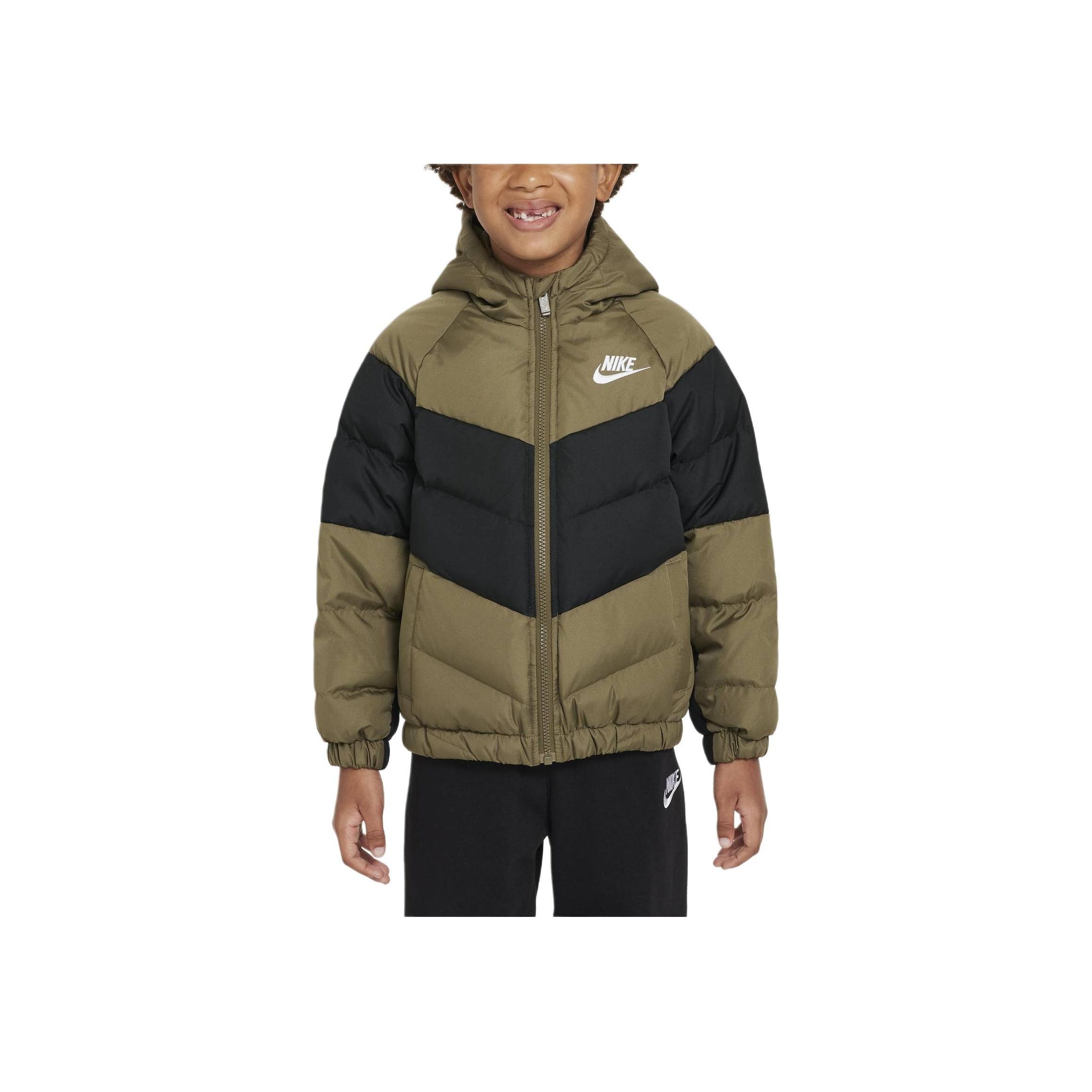 Nike Casual Comfortable Warm Hooded Down Jacket Kids Jackets Olive-Green IB5826-222 M