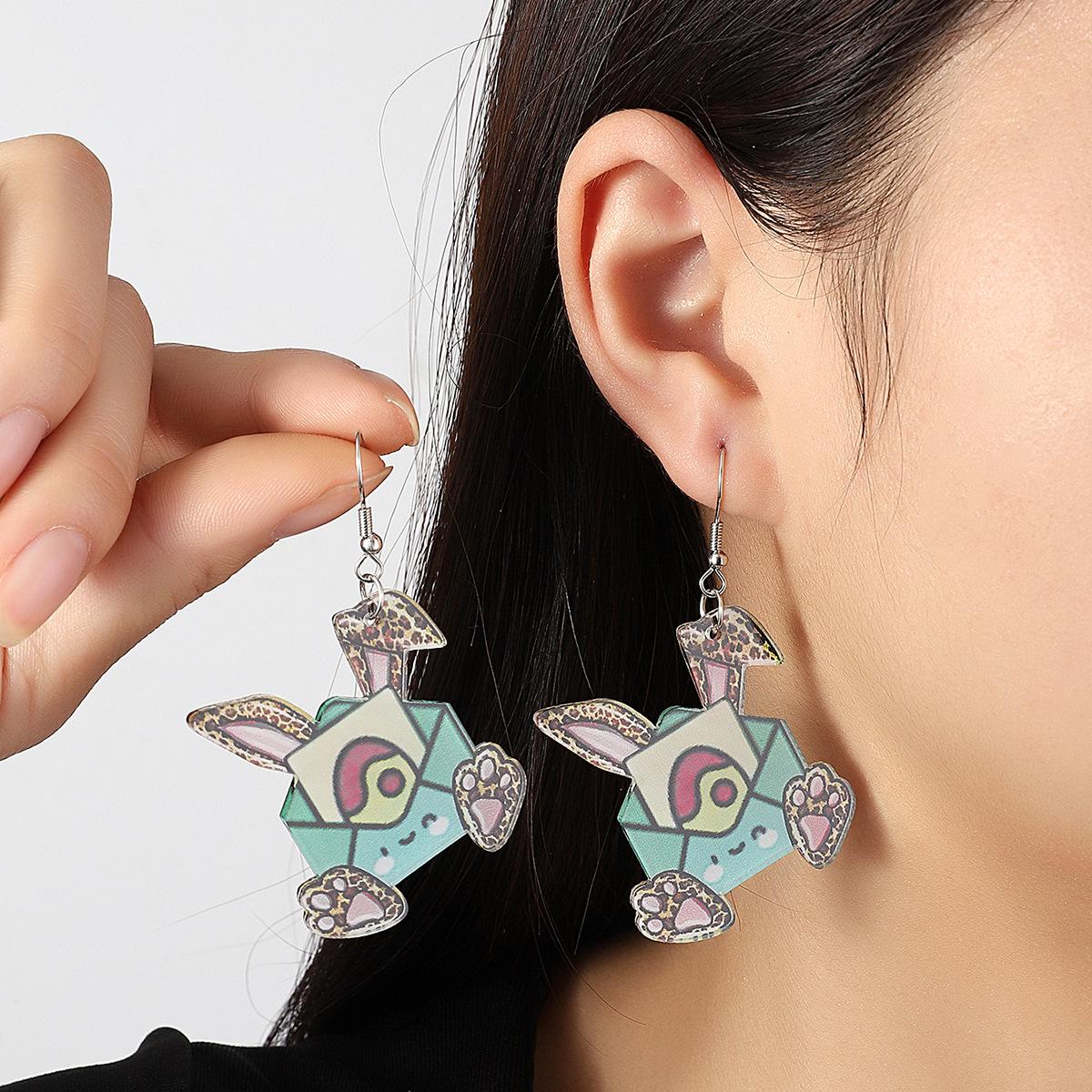 

Easter Celebration Cartoon Bunny Carrot & Egg Acrylic Women s Earrings