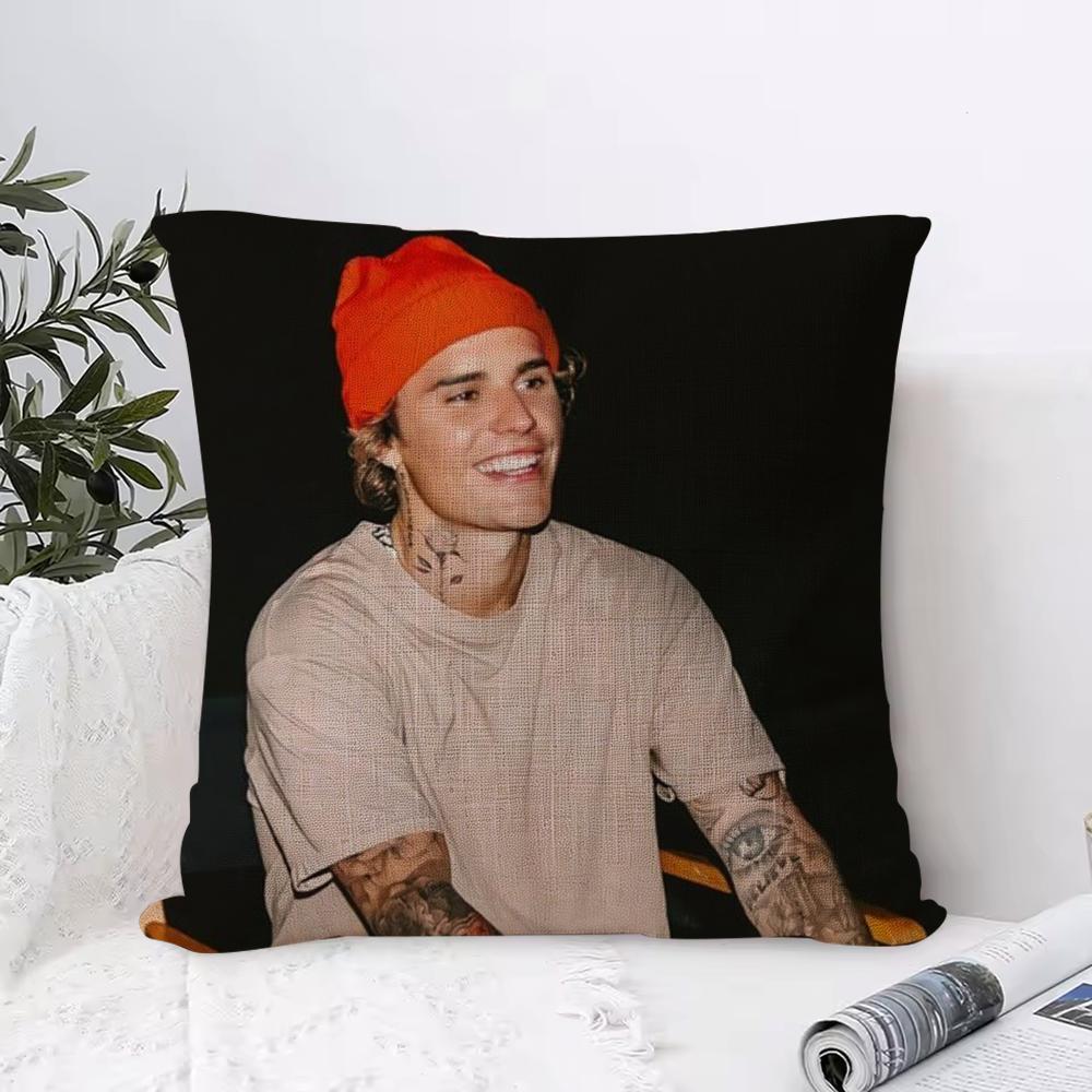 Sale JJustin B Bieber Cushion Cover Eco Linen Pillow Case DoubleSided Print Breathable Durable Zipper Home Decor Gift