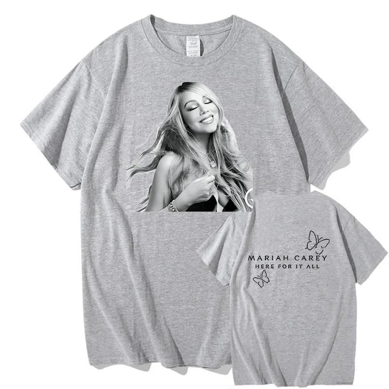 Mariah Carey Here for It All Tees Summer Cotton Breathable Short Sleeve Unisex Unisex High Street Clothing Casual T Shirt Streetwear