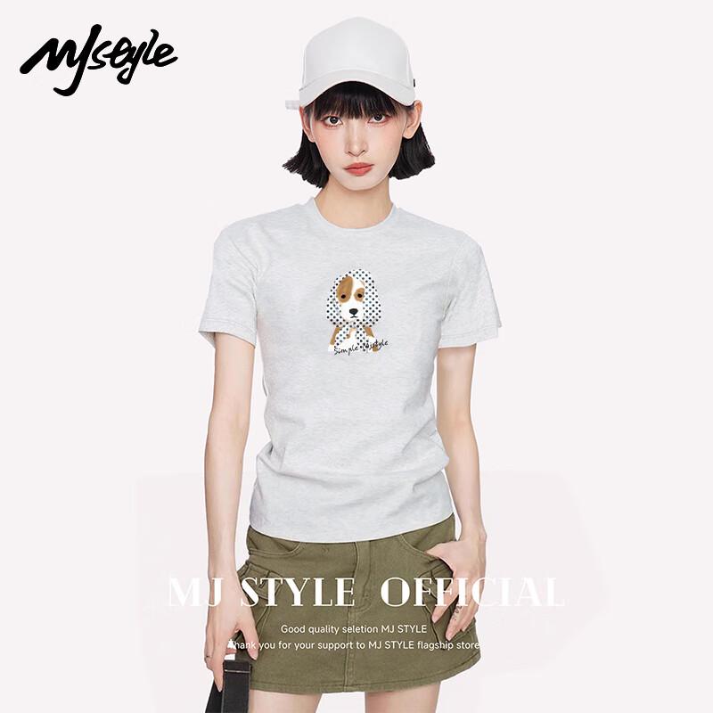 

MJ STYLE Women s Polka Dot Puppy Slim Fit Short Sleeve T-Shirt L
