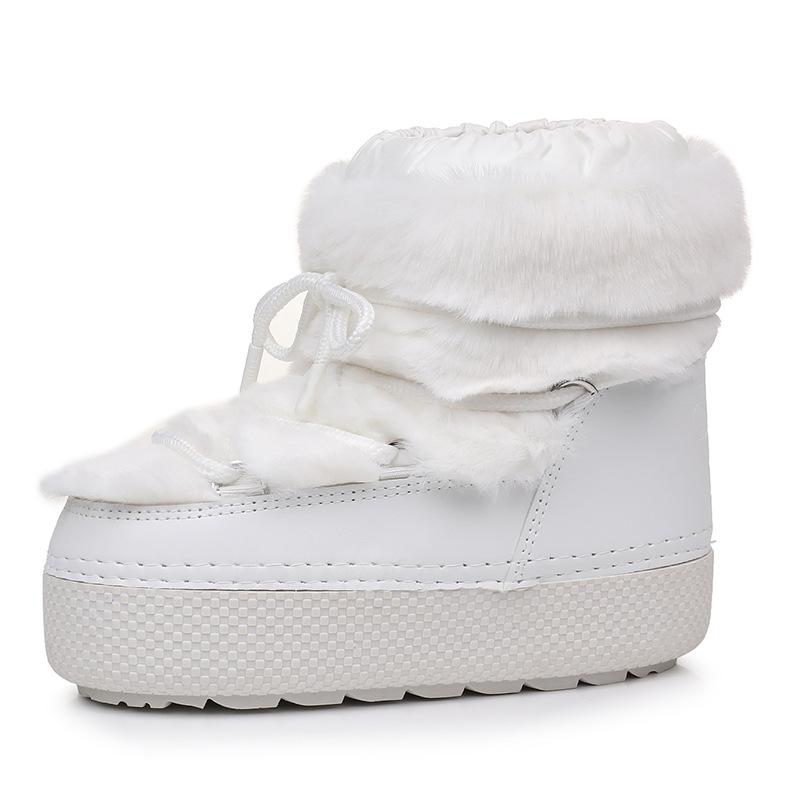 Snow Boots Women'S Thick-Soled Short Boots Imitation Rabbit Fur Short Boots Warm Winter New Waterproof Boots