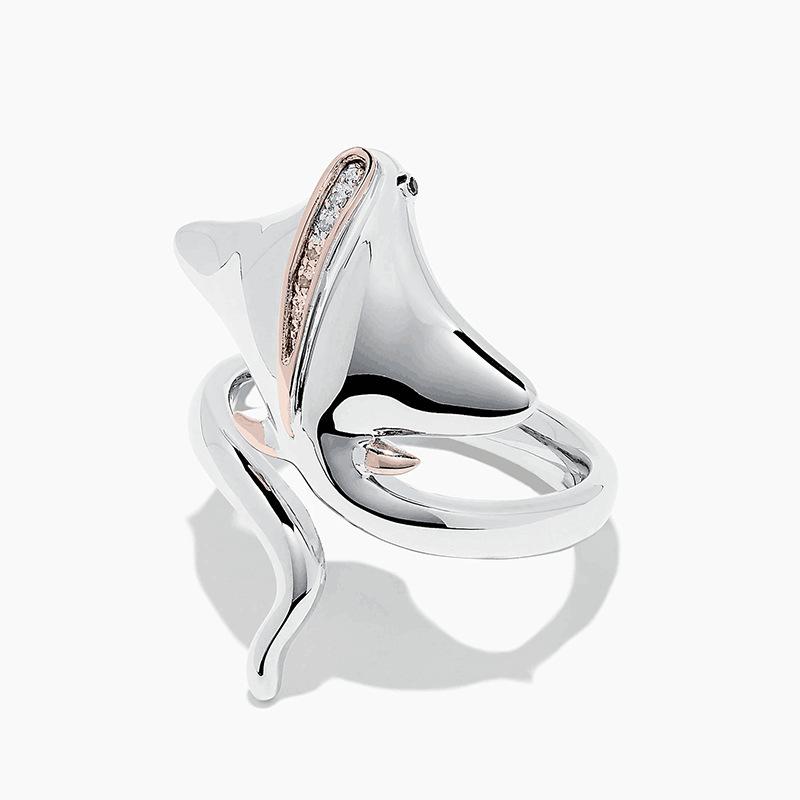 Trendy Fashion Zircon Devil Fish Two-Color Ring, Unisex