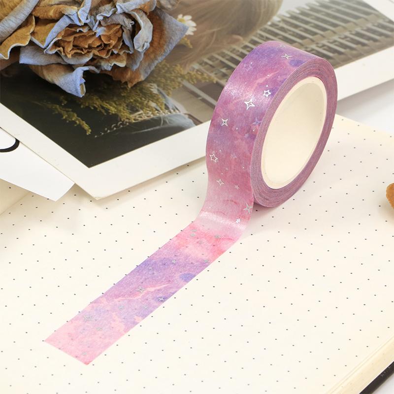 2023 NEW 1X 10M Decor Colorful Galaxy Cloud Silver Stars Washi Tape Set for Scrapbooking Planner Masking Tape papelería kawaii