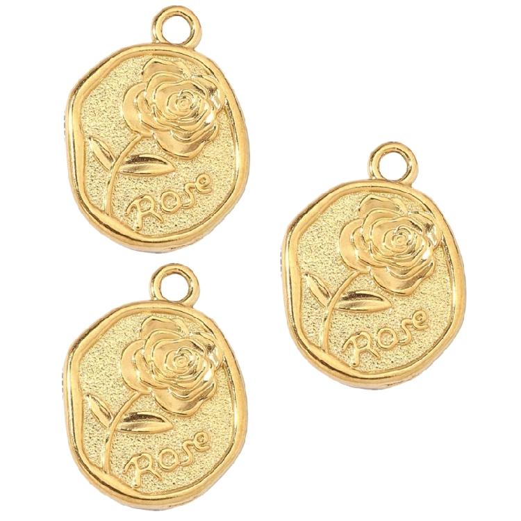 3 шт. Прочный позолоченный цветок-шарм из нержавеющей стали для создания модных ожерелий, серег и браслетов