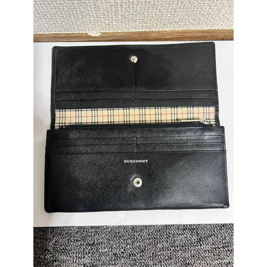 Used BURBERRY Coin purse Leather Bifold Long Wallet Nova Check Black