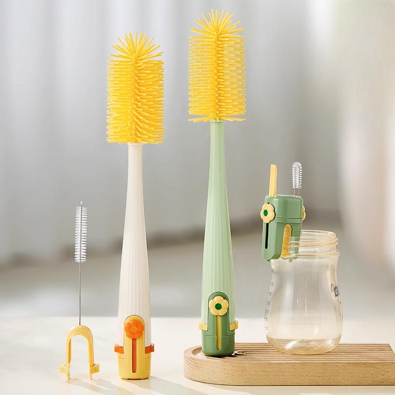 Silicone Cup Brush Five-in-one Long-handled Baby Bottle Straw Water Cup Cleaning Detachable Multi-functional Cleaning Brush