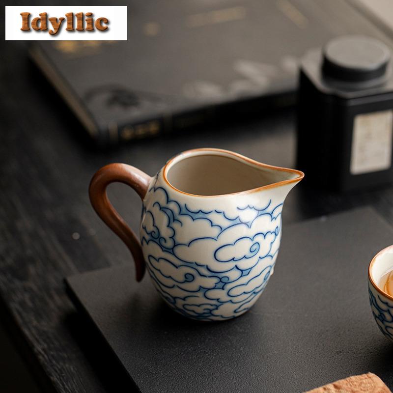 200ml Ru Kiln Rice Yellow Auspicious Cloud Tea Pitcher Tea Divider Cha Hai Dispenser Justice Cup Puer Fair Mug Teaware Supplies