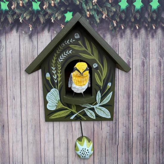 Whimsical Kinetic Art Birdhouse Wall Decor Handmade Wooden Decorative Wall Ornament Patchwork Garden Decoration