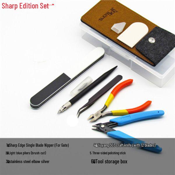 Gundam Modellmonteringsverktygssats: Avbitare, Hobbykniv, Pincetter, Elektrisk polermaskin