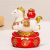 Cute Resin Horse Figurine Desktop Ornament Good Luck New Year Mascot Miniature Chinese Style Red Zodiac Ornaments Cabinet