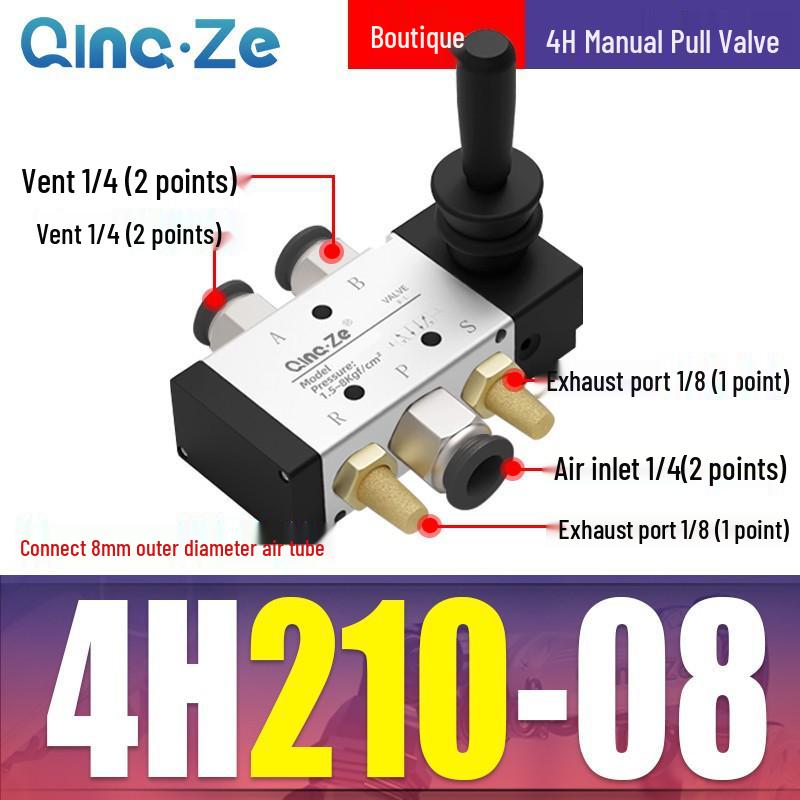 Cylinder Pneumatic Control Switch 4H210-08: Two-Position, Five-Way Reversing Valve with Manual Hand Pull, 4H310-10