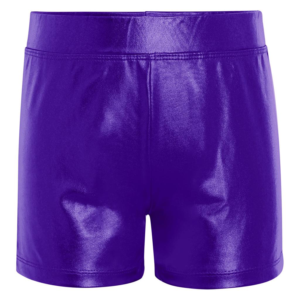 Pantaloncini Corti Metallizzati Lucidi con Elastico in Vita per Ragazze, da Palco, Competizione, Danza