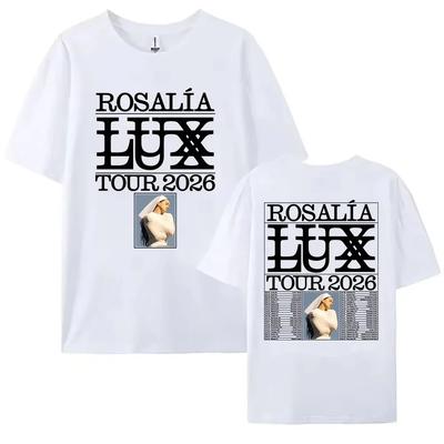 Piosenkarka Rosalía Rosalia 100% bawełna męska koszula 2026 LUX Tour Grafika krótki rękaw oversize Damska z krótkim rękawem Tani T-shirt