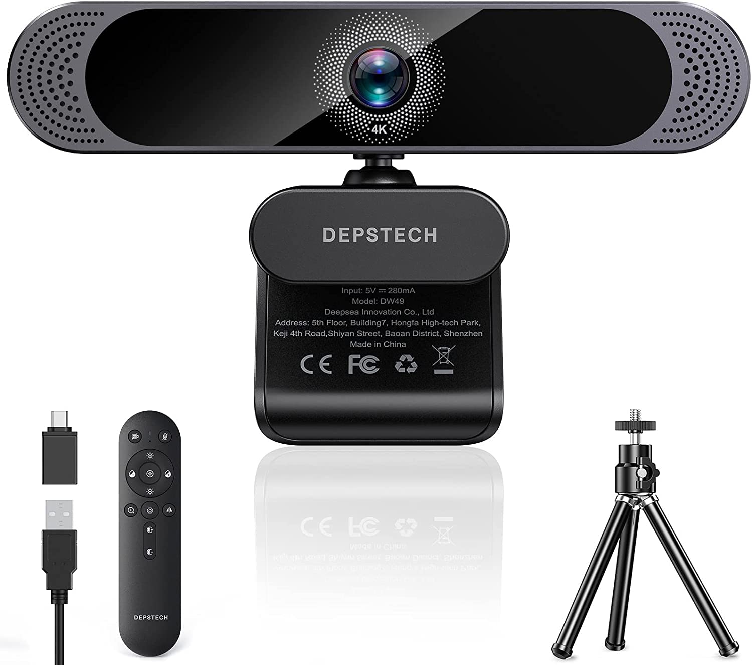 

Webcam 4K Autofocus with Remote Control DEPSTECH Webcam Adjustable 3x Zoom Noise Reduction Microphone Automatic Light Correction USB Connection PC
