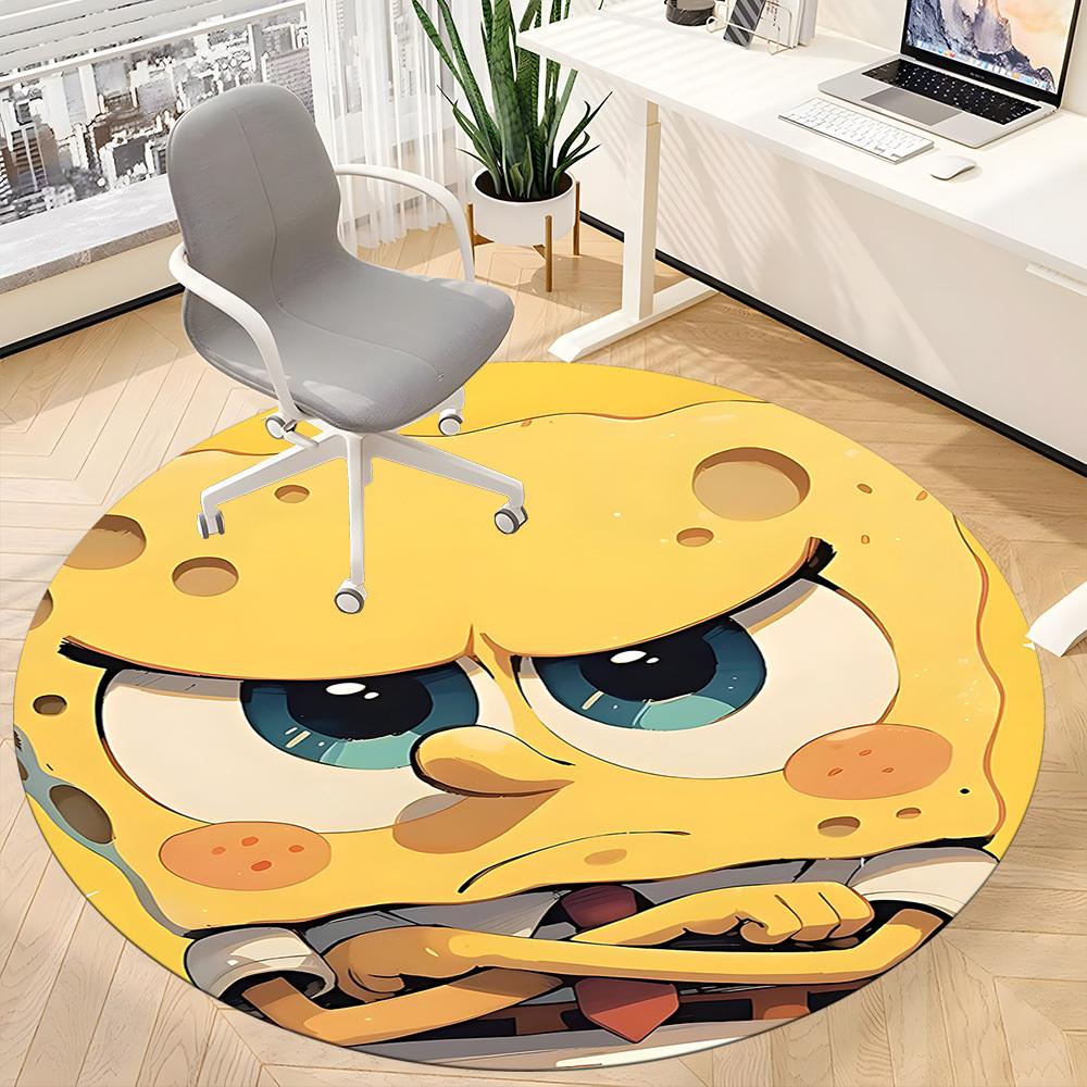1pc Spongebob Office Round Area Rug, Under Office Chairs Bedroom Living Room Home Decor  A1022204