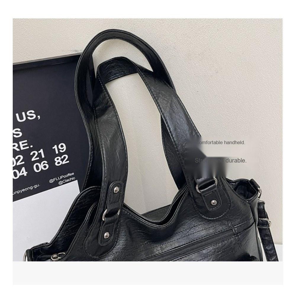 Multi Carry Faux Leather Handbag with Shoulder Crossbody and Handheld Options