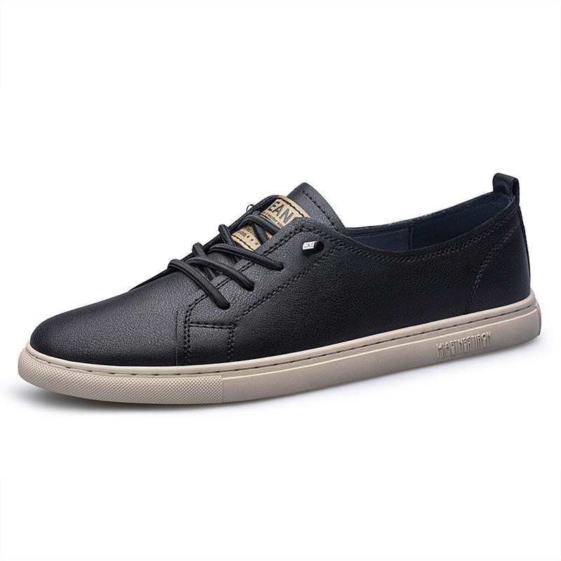 Men s Flat Cowhide Loafers - Spring/Summer Low-Top Hand-Stitched Casual Board Shoes 39