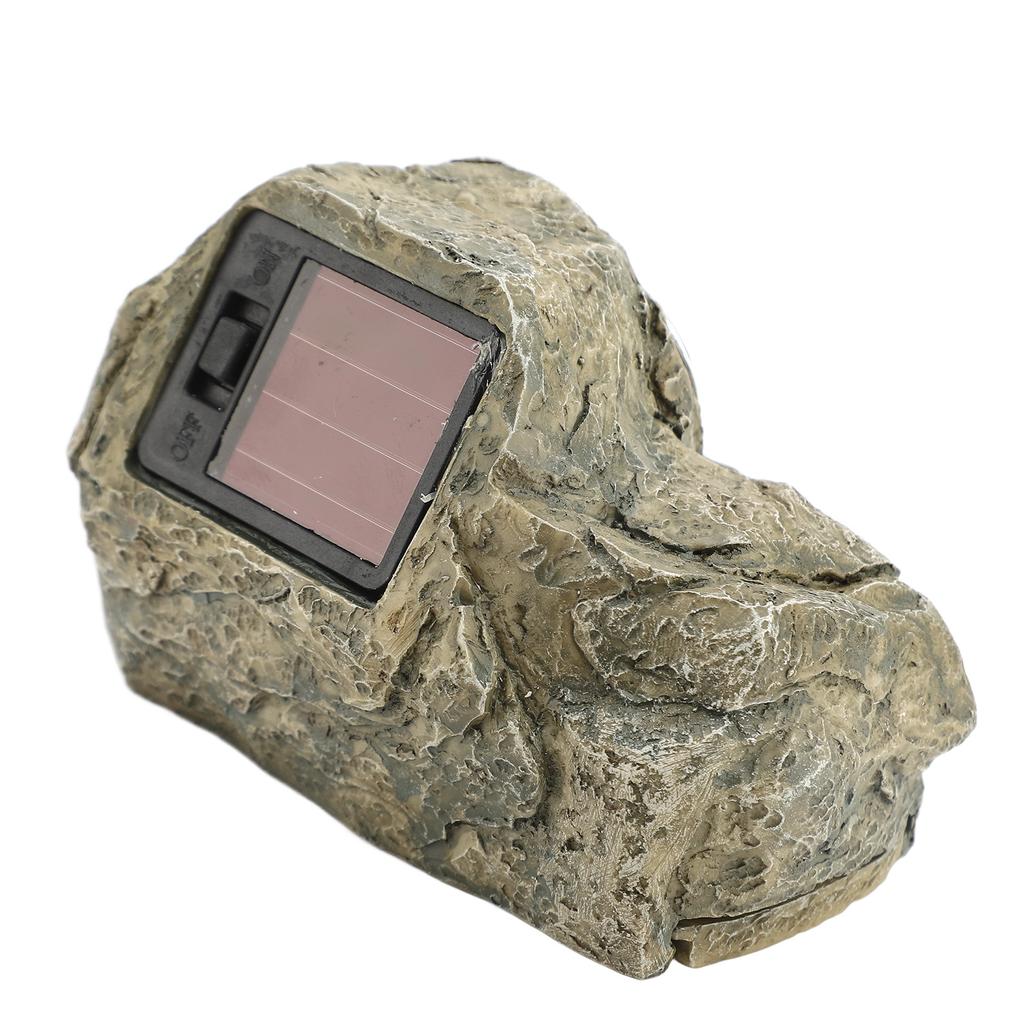 Outdoor Fake Rock Key Box with Solar Light Resin Simulated Stone Spare Key Holder Box for Garden Yard Entryways