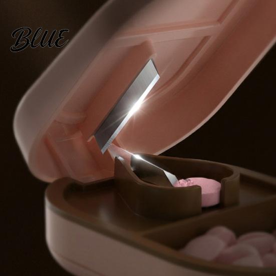 Daily Pills Organizer with Blade Pill Cutter Splitter Moisture-Proof Separate
