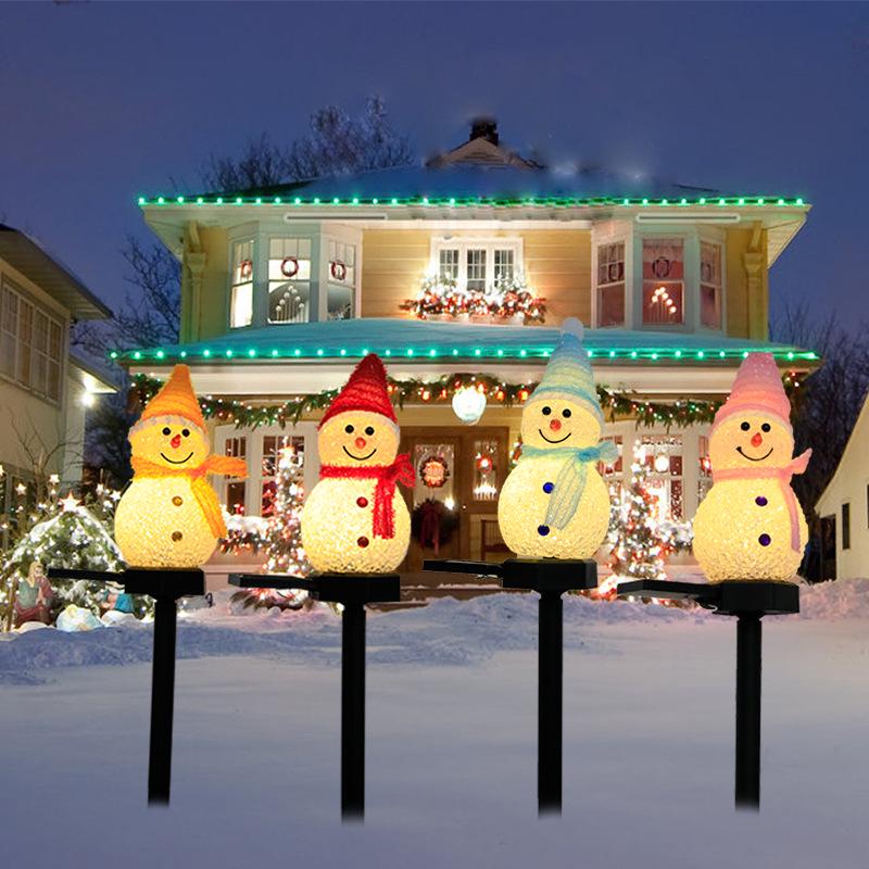 2024 Outdoor Solar Snowman LED Lights – Waterproof, Courtyard Christmas Decoration, Ground Insert, String Lighting