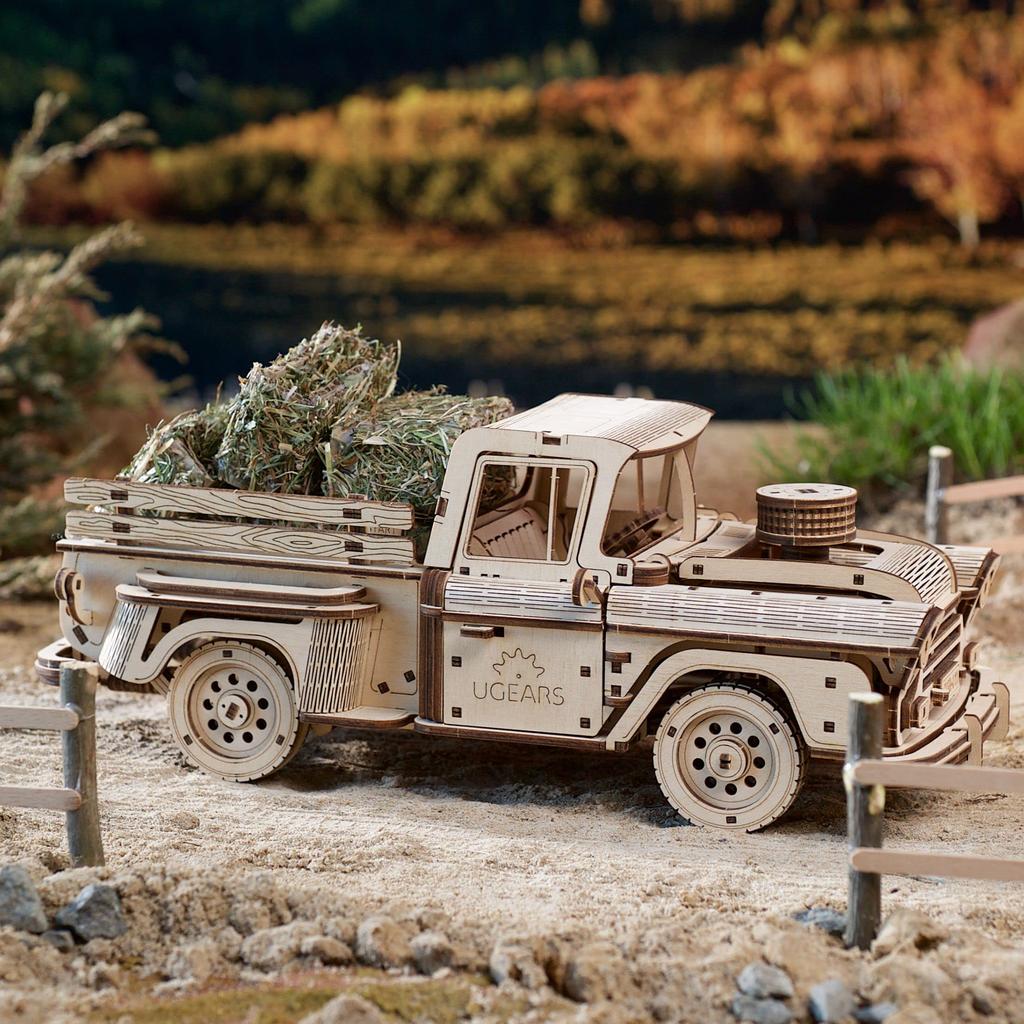 Ugears Pickup Truck Lumberjack 70171 Wooden Puzzle Craft Model No Glue or Tools Required Adults and Children
