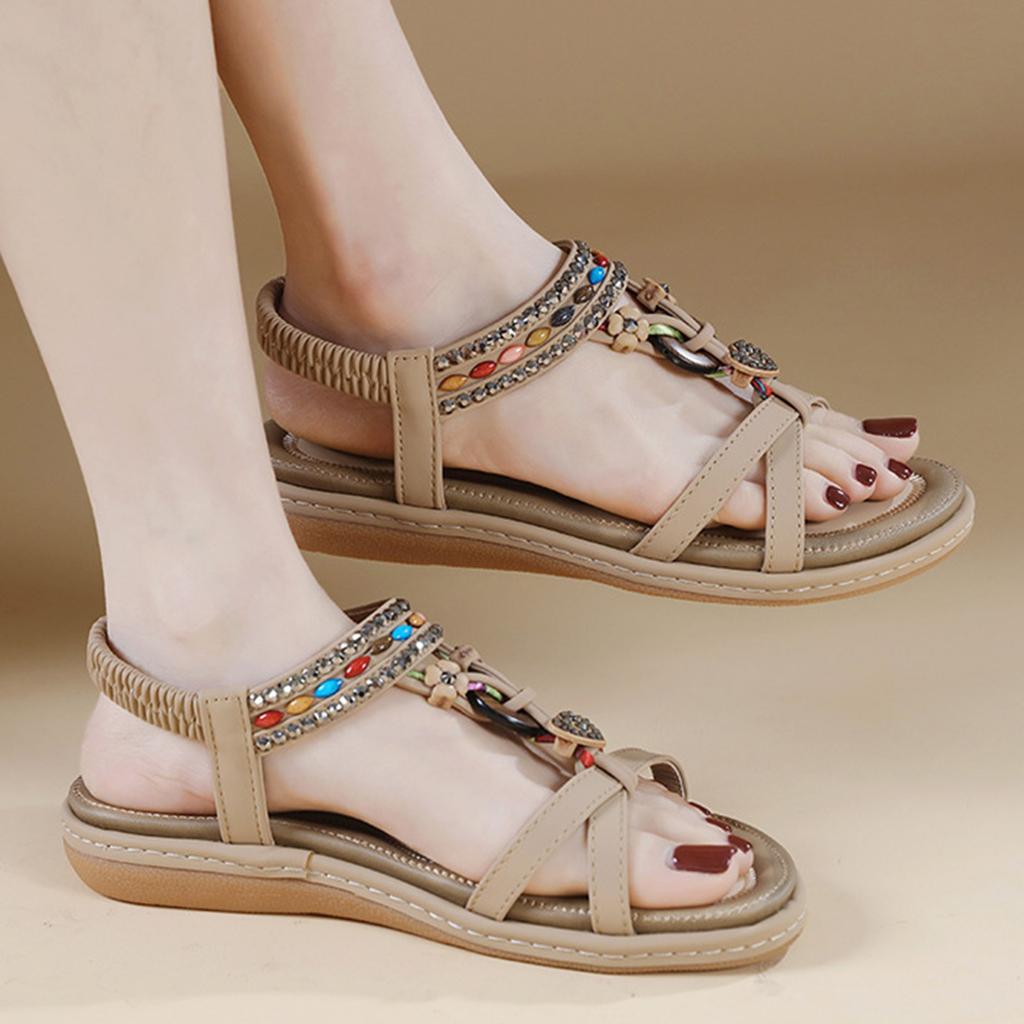 Boho Sandals Spring And Summer Diamond Flat Sandal For Women Comfortable And Versatile Shoes Sandalias De Mujer Verano 2026