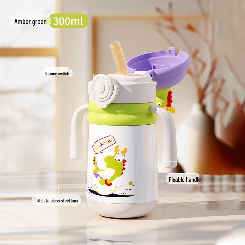Insulated Baby Sippy Cup with Straw for 6+ Months - Children's Milk Bottle