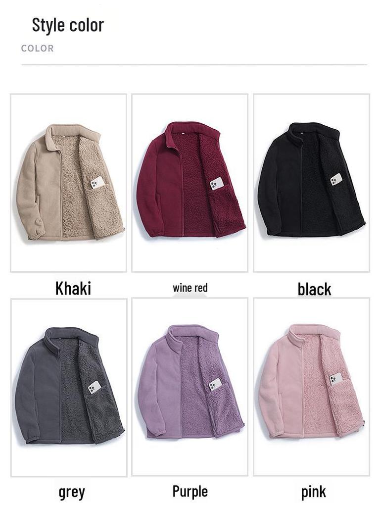 Unisex 2025 Cotton Coat: Short Fleece Stand-up Collar Cardigan for Autumn/Winter, Double-Sided Thick Warm Outerwear.