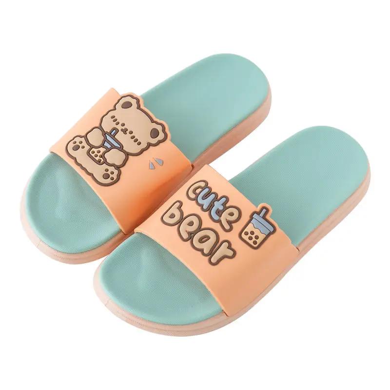 Fashion Sandals Flat Bathroom Anime Indoor Cartoon Slides Woman Slippers Shoes for Women Bedroom Cute Kawaii Platform Thick Casual Pvc W