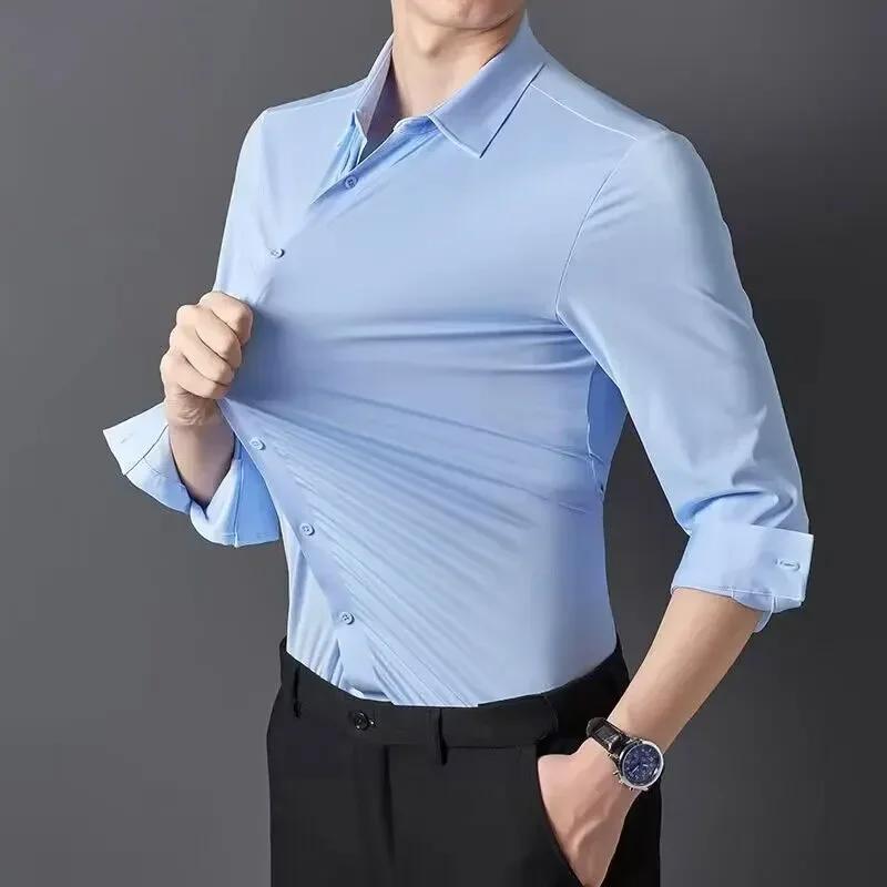 

Premium Men s Ultra-Stretch Slim-fit Shirt - High-Quality Silky Business Formal Long-Sleeve Shirt for Social and Casual Wear M