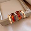 Maillard coffee resin C-shaped earrings, stud earrings, fashion temperament earrings women
