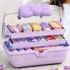 Hair Accessories Organizer Box Girls Hair Bows Storage Box With Handle Three-Layer Organizer For Nail Hair Accessories Makeup