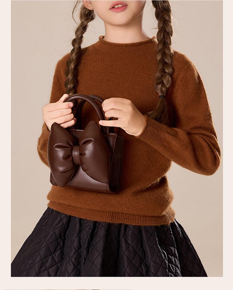 Kinder Woll-Pullover mit halbem Rollkragen für Jungen & Mädchen - Herbst/Winter Strickware in Maillard-Farben