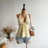 2025 Summer European & American Halter Strap Lace-Up Waist-Cinched Bandeau Top