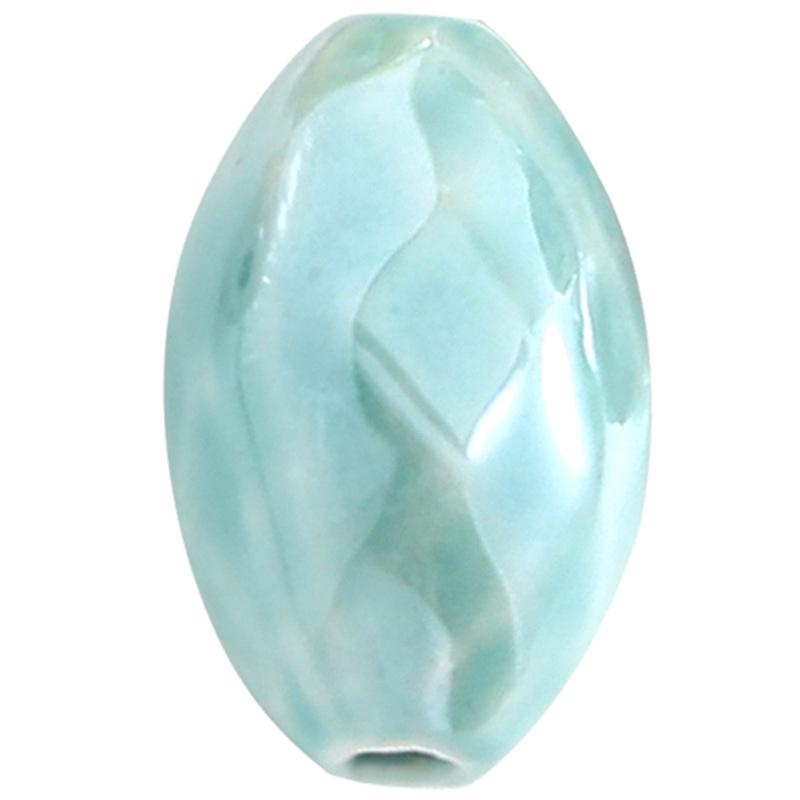 Electroplated Olive Ceramic Bead Necklace Pendant with Seed Beads for DIY Jewelry Crafting.